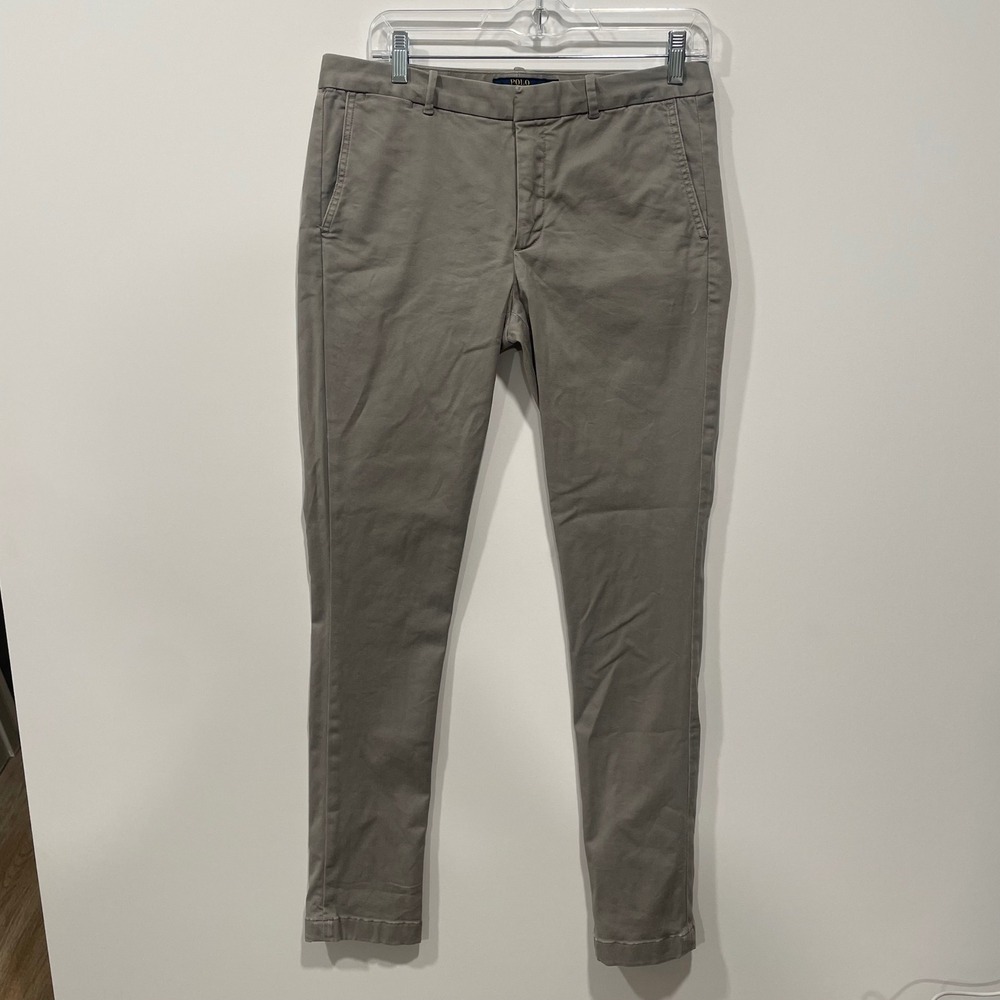 Polo Ralph Lauren Brooke Skinny‎ Chino Pants Women's Size 10 Grey Cotton Blend